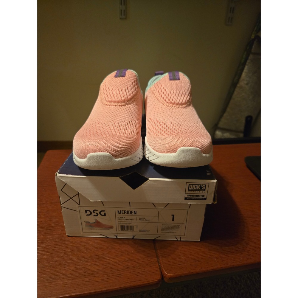 DSG Meriden Kids Slip On Sneakers Pink Aqua‎ Blue Mesh Athletic Shoes Size 1